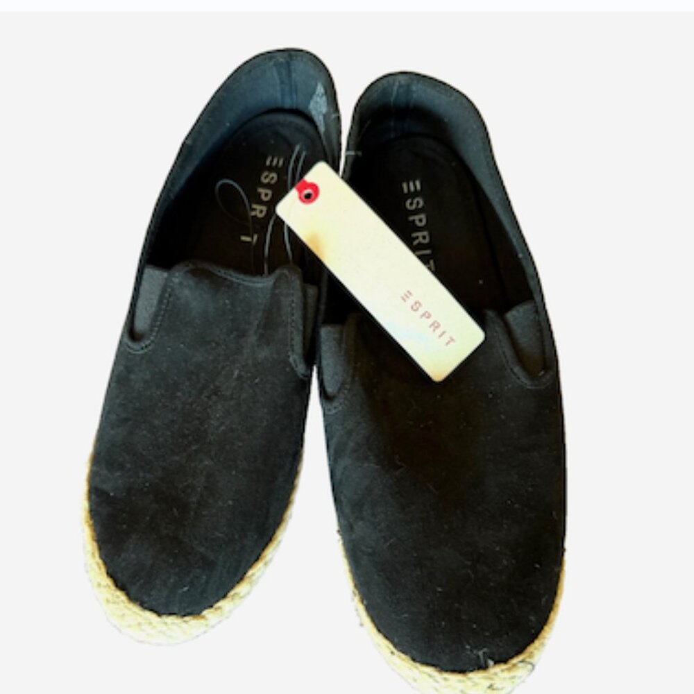 Esprit Erika Black Canvas Espadrille‎ Flats Slip-On Size 9.5